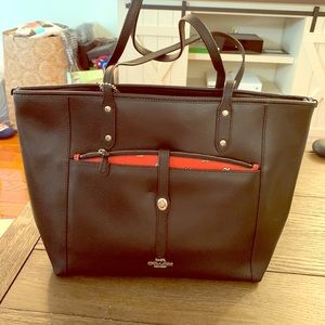 Brand new black coach leather tote